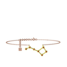 Ursa Minor Halhal - Garnet 18 ayar altın bilezik (20 cm rose altın rolo zincir) #1hk1r7k