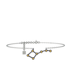 Ursa Major Halhal - Sitrin 925 ayar siyah rodyum kaplama gümüş bilezik (20 cm beyaz altın rolo zincir) #5aj2ke