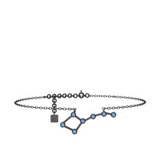 Ursa Major Halhal - Akuamarin 925 ayar siyah rodyum kaplama gümüş bilezik (20 cm gümüş rolo zincir) #k17eol