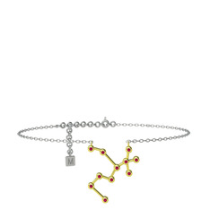 Sagittarius Halhal - Rodolit garnet 8 ayar altın bilezik (20 cm beyaz altın rolo zincir) #199fpov