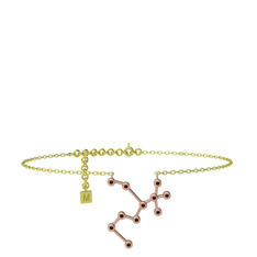 Sagittarius Halhal - Dumanlı kuvars 14 ayar rose altın bilezik (20 cm altın rolo zincir) #1mbwgf1
