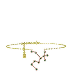 Sagittarius Halhal - Yeşil kuvars 14 ayar rose altın bilezik (20 cm altın rolo zincir) #1q4gcom