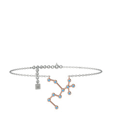Sagittarius Halhal - Akuamarin 925 ayar rose altın kaplama gümüş bilezik (20 cm gümüş rolo zincir) #1tmbukn