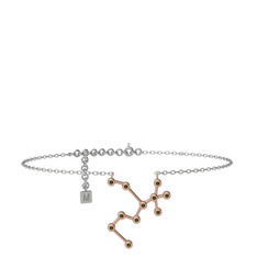 Sagittarius Halhal - Peridot 925 ayar rose altın kaplama gümüş bilezik (20 cm beyaz altın rolo zincir) #1xecgy8