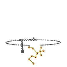 Sagittarius Halhal - Garnet 8 ayar altın bilezik (20 cm gümüş rolo zincir) #l8u0c5