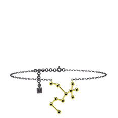 Sagittarius Halhal - Siyah zirkon 18 ayar altın bilezik (20 cm gümüş rolo zincir) #wpmozq