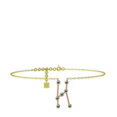 Orion Halhal - Yeşil kuvars 925 ayar rose altın kaplama gümüş bilezik (20 cm altın rolo zincir) #143wov0