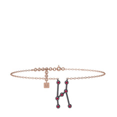 Orion Halhal - Rodolit garnet 925 ayar siyah rodyum kaplama gümüş bilezik (20 cm rose altın rolo zincir) #8hp463