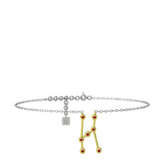 Orion Halhal - Garnet 18 ayar altın bilezik (20 cm beyaz altın rolo zincir) #i08o6z
