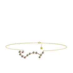 Scorpio Halhal - Yeşil kuvars 925 ayar rose altın kaplama gümüş bilezik (20 cm altın rolo zincir) #1fzkl0r