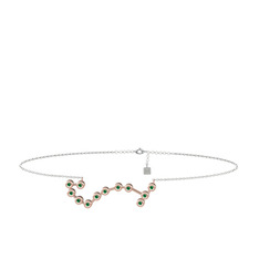 Scorpio Halhal - Yeşil kuvars 925 ayar rose altın kaplama gümüş bilezik (20 cm beyaz altın rolo zincir) #1g7w3ua