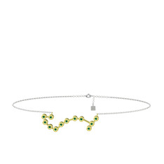 Scorpio Halhal - Yeşil kuvars 18 ayar altın bilezik (20 cm beyaz altın rolo zincir) #1q25jr1