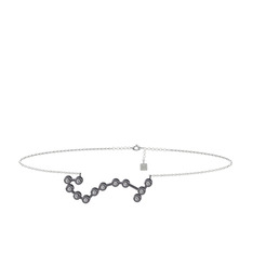 Scorpio Halhal - Beyaz zirkon 925 ayar siyah rodyum kaplama gümüş bilezik (20 cm beyaz altın rolo zincir) #1rnvovz