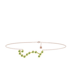 Scorpio Halhal - Yeşil kuvars 925 ayar altın kaplama gümüş bilezik (20 cm rose altın rolo zincir) #1to1o6n