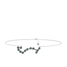 Scorpio Halhal - Yeşil kuvars 925 ayar siyah rodyum kaplama gümüş bilezik (20 cm gümüş rolo zincir) #ynuxkm