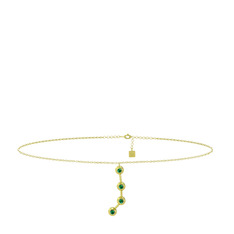 Aries Halhal - Yeşil kuvars 14 ayar altın bilezik (20 cm gümüş rolo zincir) #1by7isa