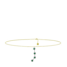 Aries Halhal - Yeşil kuvars 14 ayar beyaz altın bilezik (20 cm altın rolo zincir) #1cyjvrt