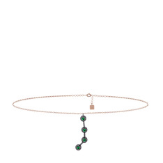 Aries Halhal - Yeşil kuvars 925 ayar siyah rodyum kaplama gümüş bilezik (20 cm rose altın rolo zincir) #1uu7hl0