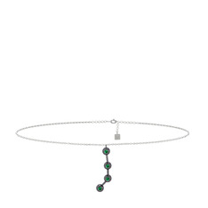 Aries Halhal - Yeşil kuvars 925 ayar siyah rodyum kaplama gümüş bilezik (20 cm beyaz altın rolo zincir) #te2ida