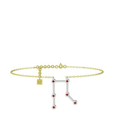 Gemini Halhal - Garnet 18 ayar beyaz altın bilezik (20 cm altın rolo zincir) #17416sm
