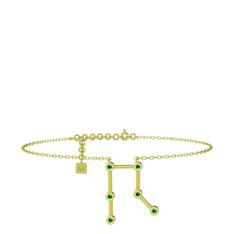 Gemini Halhal - Yeşil kuvars 8 ayar altın bilezik (20 cm gümüş rolo zincir) #1bpw40g