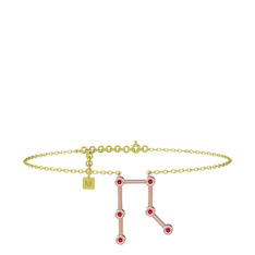 Gemini Halhal - Rodolit garnet 925 ayar rose altın kaplama gümüş bilezik (20 cm altın rolo zincir) #1nrrt8m
