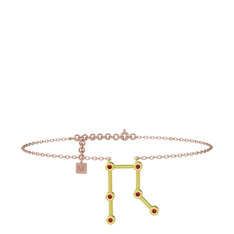 Gemini Halhal - Garnet 18 ayar altın bilezik (20 cm rose altın rolo zincir) #6izyjp
