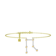 Gemini Halhal - Sitrin 8 ayar beyaz altın bilezik (20 cm altın rolo zincir) #8ki6kz