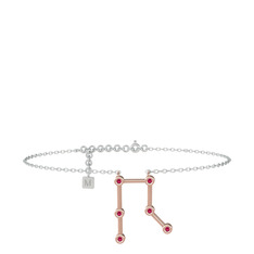 Gemini Halhal - Rodolit garnet 14 ayar rose altın bilezik (20 cm beyaz altın rolo zincir) #k3ybh8