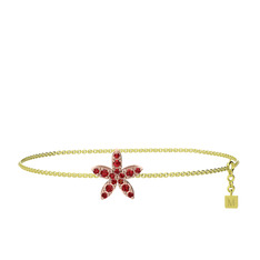 Yasemin Çiçeği Bilezik - Garnet 14 ayar rose altın bilezik (40 cm altın rolo zincir) #xgkbyj