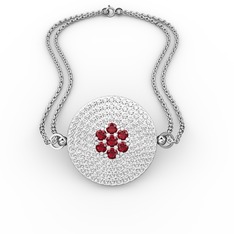 Palmira Daire Bilezik - Garnet ve swarovski 14 ayar beyaz altın bilezik #hu8jta