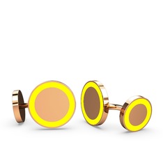 Vona Daire Kol Düğmesi - 925 ayar rose altın kaplama gümüş kol düğmesi (Sarı mineli) #b23efy
