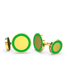 14 ayar altın kol düğmesi (Yeşil mineli)
