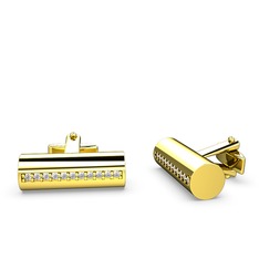 Taşlı Roller Kol Düğmesi - Swarovski 925 ayar altın kaplama gümüş kol düğmesi #1wy5hj