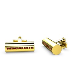Taşlı Roller Kol Düğmesi - Garnet 8 ayar altın kol düğmesi #wz8lft