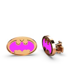 Batman Kol Düğmesi - 14 ayar rose altın kol düğmesi (Neon pembe mineli) #16vmz6m