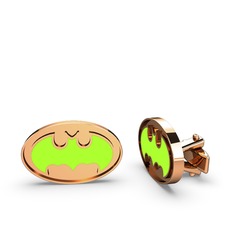 Batman Kol Düğmesi - 8 ayar rose altın kol düğmesi (Neon yeşil mineli) #1umq8yn