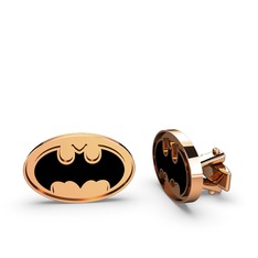 Batman Kol Düğmesi - 18 ayar rose altın kol düğmesi (Siyah mineli) #f9qmtw
