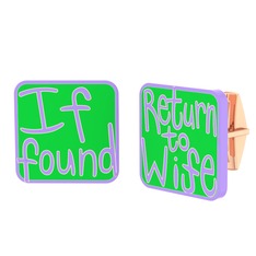 Return to Wife Kol Düğmesi - 925 ayar rose altın kaplama gümüş kol düğmesi (Neon yeşil mineli) #1sclk4u