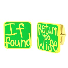 Return to Wife Kol Düğmesi - 925 ayar altın kaplama gümüş kol düğmesi (Neon yeşil mineli) #1v9oe0n