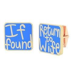 Return to Wife Kol Düğmesi - 925 ayar rose altın kaplama gümüş kol düğmesi (Mavi mineli) #1vb7c5k