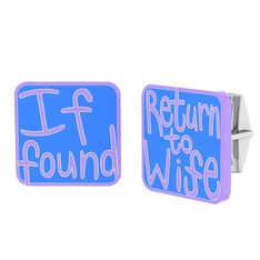 Return to Wife Kol Düğmesi - 18 ayar beyaz altın kol düğmesi (Mavi mineli) #1xpcdr8