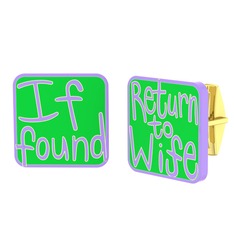 Return to Wife Kol Düğmesi - 18 ayar altın kol düğmesi (Neon yeşil mineli) #4pra6b
