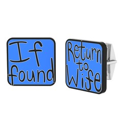 Return to Wife Kol Düğmesi - 14 ayar beyaz altın kol düğmesi (Mavi mineli) #arkk2t