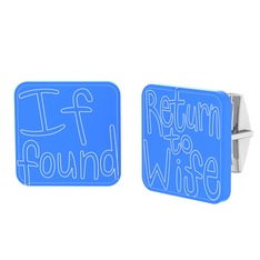Return to Wife Kol Düğmesi - 14 ayar beyaz altın kol düğmesi (Mavi mineli) #bswmsy