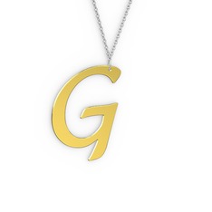G Harf Kolye - 8 ayar altın kolye (40 cm beyaz altın rolo zincir) #15xg4ou