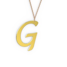 G Harf Kolye - 8 ayar altın kolye (40 cm rose altın rolo zincir) #2slrd4