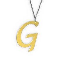 G Harf Kolye - 14 ayar altın kolye (40 cm gümüş rolo zincir) #g5wypr