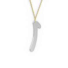 I Harf Kolye - 14 ayar beyaz altın kolye (40 cm gümüş rolo zincir) #10aiwp7