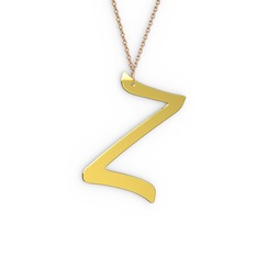 Z Harf Kolye - 14 ayar altın kolye (40 cm rose altın rolo zincir) #1kkhbnv